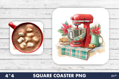 Christmas Kitchen Coaster PNG, Red Kitchen Mixer PNG Product Image 1