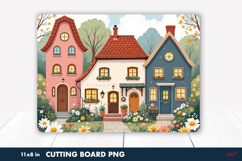 Spring House Cutting Board PNG, Spring Scandinavian Cabins Product Image 1