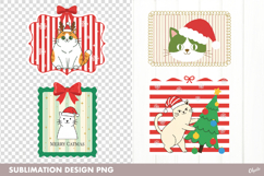 Christmas Postage Stamp PNG. Funny Cat Christmas PNG Product Image 1