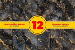 Black &amp; Gold Glitter Marble Texture Seamless Pat Product Image 1