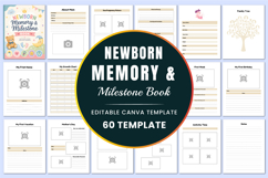 Newborn Memory &amp; Milestone Book Canva templates Product Image 1