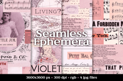 Vintage Pink Ephemera, Seamless Digital Scrapbooking Papers Product Image 1