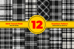 Black and White Tweed Plaid Seamless Pattern Product Image 1