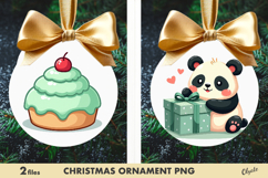 Christmas Ornament Sublimation. Kawaii Round Sign PNG Product Image 1