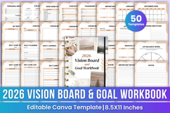 2026 Vision Board &amp; Goal Workbook Canva Templates Product Image 1