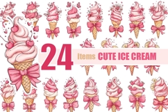 Cute Ice Cream Clipart, PNG Product Image 1