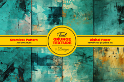 Teal Grunge Texture Seamless Pattern and Digital Paper Product Image 1