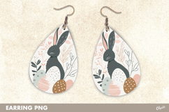 Earring Watercolor Sublimation. Easter Earrings Teardrop PNG Product Image 1