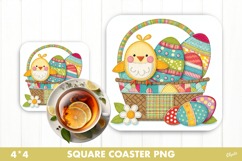 Easter Rustic Patchwork Coaster Sublimation PNG Product Image 1