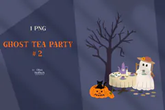 Cute Ghost PNG. Spooky Halloween Tea Party Clipart Product Image 1