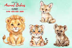 Watercolor Animal Babies Clipart | Watercolor Animal PNG Product Image 2
