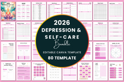 2026 Depression &amp; Self-Care Bundle Canva Templates Product Image 1