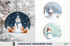 Snowman Ornament Sublimation PNG, Christmas Ornament  Product Image 1