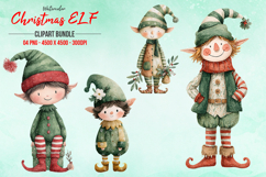 Watercolor Christmas ELF Clipart Product Image 1