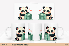 Holiday Panda PNG. Cute Animal Mug Sublimation Wrap Product Image 1
