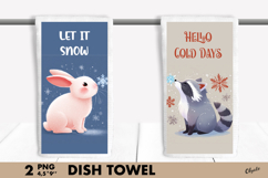 Winter Animal Dish Towel Sublimation PNG Product Image 1