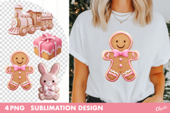 Gingerbread Sublimation. Pink Christmas Sublimation PNG Product Image 1