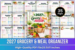 2027 Grocery & Meal Organizer | Meal Planning, Grocery List Product Image 1