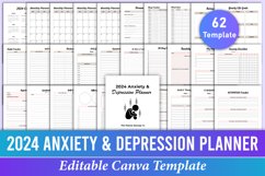 Editable 2024 Anxiety &amp; Depression Planner Canva Template Product Image 1