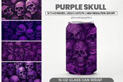 Purple Skull Glass Can Wrap,16 Oz Tumbler Sublimation Product Image 1