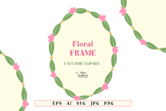 Cute Floral Frame. Summer Vector Minimalist Border Clipart Product Image 1