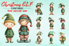 Watercolor Christmas ELF Clipart Bundle Product Image 1