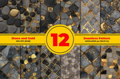 Stone and Gold Seamless Pattern and Digital Paper Design Product Image 1