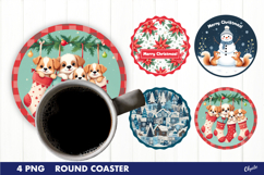 Christmas Coaster PNG. Round Coaster Sublimation Product Image 1