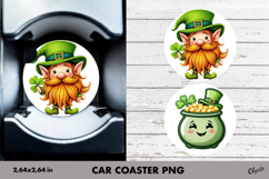Patrick’s Day Car Coaster PNG, Irish Design PNG Product Image 1