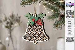3D Layered Christmas Ornament Laser Cut | Christmas Bell Product Image 1
