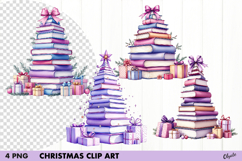 Watercolor Lilac Christmas Tree Clipart PNG Product Image 1