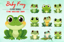 Cute Baby Frog Clipart Bundle Product Image 1