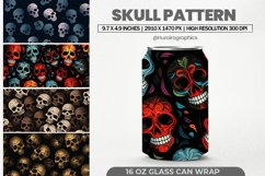 Skull Pattern Glass Can Wrap,16 Oz Tumbler Sublimation Product Image 1
