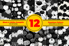 Black and White Pumpkin Seamless Pattern and Digital paper Product Image 1