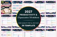 2027 Productivity & Organization Worksheets Product Image 1