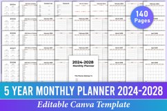 Editable 5 Years Monthly Planner 2024-2028 Canva Product Image 1