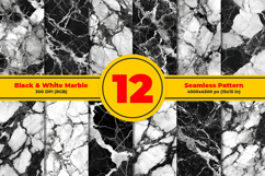 Black &amp; White Marble Texture Seamless Pattern Product Image 1