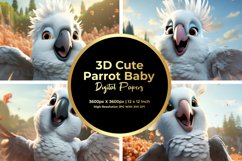 3D Cute Parrot Baby Digital Paper Product Image 1