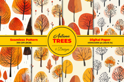 Autumn Trees Seamless Pattern and Digital Paper Product Image 1