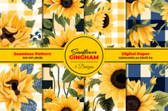 Sunflower Gingham Seamless Patterns Background Product Image 1