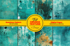 Teal Grunge Texture Seamless Pattern and Digital Paper Product Image 1