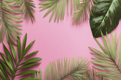 Palm Leaves with Pink Background Wallpaper Product Image 1