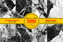 Black &amp; White Marble Texture Seamless Pattern Product Image 1