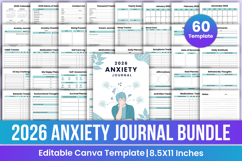 2026 Anxiety Journal Bundle Canva Template Product Image 1
