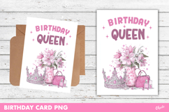 Birthday Girl Greeting Card. Birthday Qween Card PNG Product Image 1