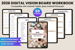 2026 Digital Vision Board Workbook Canva Template Product Image 1
