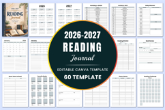 2026 - 2027 Reading Journal Canva templates Product Image 1