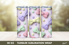 Cute Bow Tumbler Wrap PNG, 20 OZ Tumbler Sublimation Product Image 1