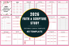 2026 Faith &amp; Scripture Study Journal Canva templates Product Image 1