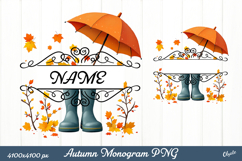 Autumn Monogram Sublimation. Cozy Fall PNG Product Image 1